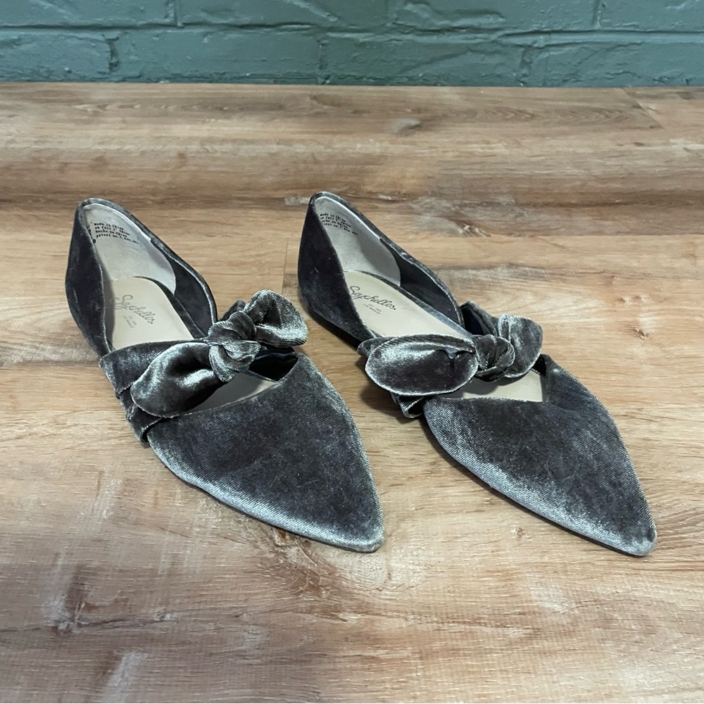 Seychelles Clara Velvet Bow Knot Pointed Toe Ballet Flats Olive Green US 10 - Picture 4 of 10